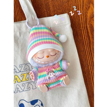 Rainbow colored autumn jumpsuit hat set suitable for 2gen Labubu(excluding dolls)